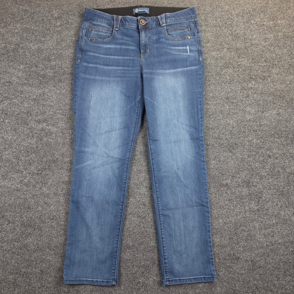 Democracy Straight Leg Jeans Women 16W Booty Lift Ab Solution Dark Wash Mid Rise